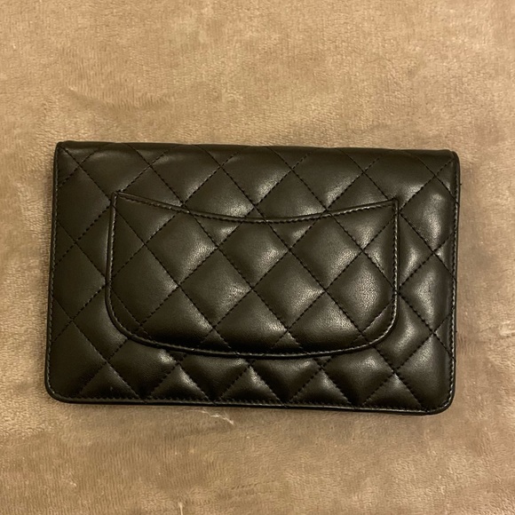 Chanel Lambskin Quilted Wallet On Chain Black with Silver hardware PRELOVED - Picture 3 of 14